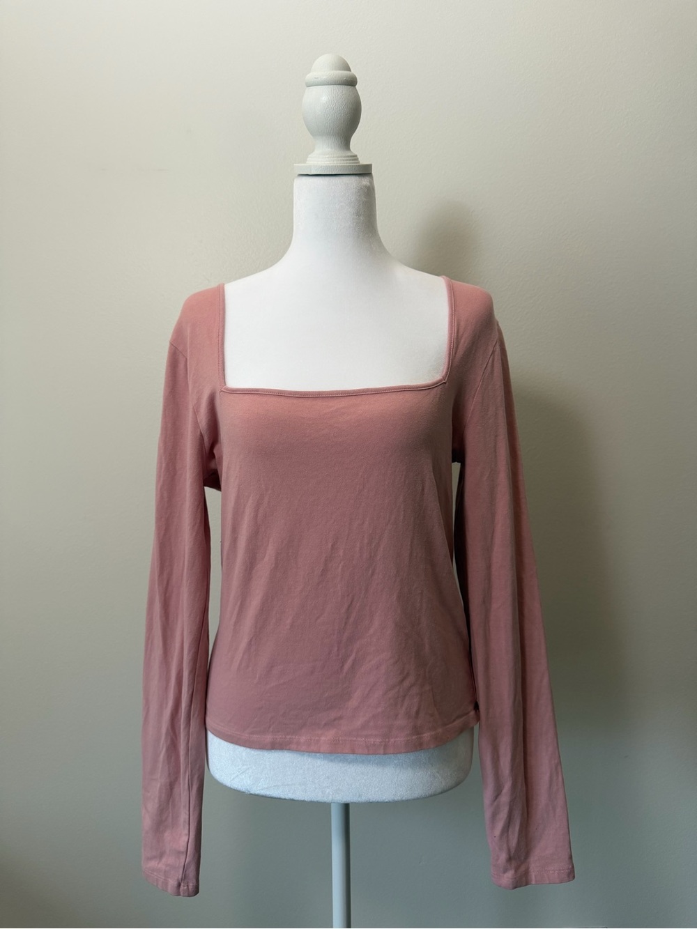 Pink Long Sleeve with Square Neckline